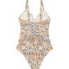 image:imageSUUKSESS Women Tummy Control One Piece Swimsuit Sexy V Neck Push Up Bathing SuitOrange Ditsy Print