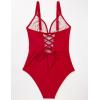 image:imageSUUKSESS Women Tummy Control One Piece Swimsuit Sexy V Neck Push Up Bathing SuitRed