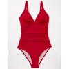 image:imageSUUKSESS Women Tummy Control One Piece Swimsuit Sexy V Neck Push Up Bathing SuitRed