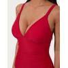 image:imageSUUKSESS Women Tummy Control One Piece Swimsuit Sexy V Neck Push Up Bathing SuitRed