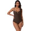 image:imageSUUKSESS Women Tummy Control One Piece Swimsuit Slimming Cut Out Bathing Suit163 Brown