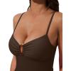 image:imageSUUKSESS Women Tummy Control One Piece Swimsuit Slimming Cut Out Bathing Suit163 Brown