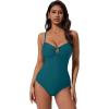 image:imageSUUKSESS Women Tummy Control One Piece Swimsuit Slimming Cut Out Bathing Suit163 Upgrade Peacock Blue
