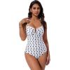 image:imageSUUKSESS Women Tummy Control One Piece Swimsuit Slimming Cut Out Bathing Suit163 White Black Polka Dot