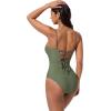 image:imageSUUKSESS Women Tummy Control One Piece Swimsuits V Neck Front Cross Bathing SuitArmy Green