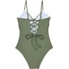 image:imageSUUKSESS Women Tummy Control One Piece Swimsuits V Neck Front Cross Bathing SuitArmy Green