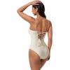 image:imageSUUKSESS Women Tummy Control One Piece Swimsuits V Neck Front Cross Bathing SuitBeige White
