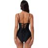 image:imageSUUKSESS Women Tummy Control One Piece Swimsuits V Neck Front Cross Bathing SuitBlack