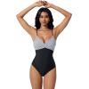 image:imageSUUKSESS Women Tummy Control One Piece Swimsuits V Neck Front Cross Bathing SuitBlack Stripe