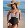 image:imageSUUKSESS Women Tummy Control One Piece Swimsuits V Neck Front Cross Bathing SuitBlack Stripe