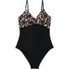 image:imageSUUKSESS Women Tummy Control One Piece Swimsuits V Neck Front Cross Bathing SuitLeopard Print Black