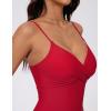 image:imageSUUKSESS Women Tummy Control One Piece Swimsuits V Neck Front Cross Bathing SuitRed