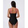 image:imageSUUKSESS Womens One Piece Swimsuits High Neck Tummy Control Retro Bathing SuitHot Pink Black