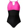 image:imageSUUKSESS Womens One Piece Swimsuits High Neck Tummy Control Retro Bathing SuitHot Pink Black
