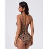 image:imageSUUKSESS Womens One Piece Swimsuits High Neck Tummy Control Retro Bathing SuitLeopard