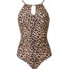 image:imageSUUKSESS Womens One Piece Swimsuits High Neck Tummy Control Retro Bathing SuitLeopard