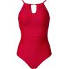image:imageSUUKSESS Womens One Piece Swimsuits High Neck Tummy Control Retro Bathing SuitRed