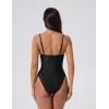 image:imageSUUKSESS Womens Tummy Control Bathing Suit V Neck Open Back One Piece Swimsuits199black Mesh