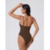 image:imageSUUKSESS Womens Tummy Control Bathing Suit V Neck Open Back One Piece Swimsuits199brown Mesh