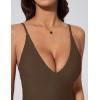 image:imageSUUKSESS Womens Tummy Control Bathing Suit V Neck Open Back One Piece Swimsuits199brown Mesh