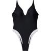 image:imageSUUKSESS Womens Tummy Control Bathing Suit V Neck Open Back One Piece SwimsuitsBlack and White