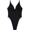 image:imageSUUKSESS Womens Tummy Control Bathing Suit V Neck Open Back One Piece SwimsuitsBlack and White