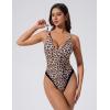image:imageSUUKSESS Womens Tummy Control Bathing Suit V Neck Open Back One Piece SwimsuitsLeopard Black
