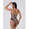 image:imageSUUKSESS Womens Tummy Control Bathing Suit V Neck Open Back One Piece SwimsuitsLeopard Black
