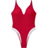 image:imageSUUKSESS Womens Tummy Control Bathing Suit V Neck Open Back One Piece SwimsuitsRed
