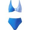 image:imageSUUKSESS Women 2 Piece Bikini Set UWire Cutout High Waisted Tummy Control SwimsuitBlue Block