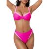 image:imageSUUKSESS Women Color Block Underwire Bikini Sets Cheeky High Cut 2 Piece SwimsuitPink Color Block