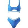 image:imageSUUKSESS Women Cutout Color Block Bikini Sets Sexy High Cut 2 Piece Bathing SuitBlue
