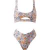 image:imageSUUKSESS Women Cutout Color Block Bikini Sets Sexy High Cut 2 Piece Bathing SuitYellow Floral