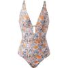 image:imageSUUKSESS Women One Piece Tummy Control Swimsuit Deep V Neck Cutout Bathing SuitYellow Floral