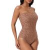 image:imageSUUKSESS Women One Piece Tummy Control Swimsuit Strapless Bandeau Bathing SuitLeopard