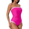 image:imageSUUKSESS Women One Piece Tummy Control Swimsuit Strapless Bandeau Bathing SuitPink