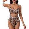 image:imageSUUKSESS Women Sexy Cut Out One Piece Swimsuit Tummy Control High Cut Bathing Suit182 Leopard
