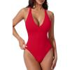 image:imageSUUKSESS Women Sexy Low Back One Piece Swimsuit Slimming Tummy Control Bathing Suit180 Red
