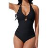image:imageSUUKSESS Women Sexy Tummy Control One Piece Swimsuits Halter UWire Bathing SuitBlack