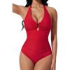 image:imageSUUKSESS Women Sexy Tummy Control One Piece Swimsuits Halter UWire Bathing SuitRed