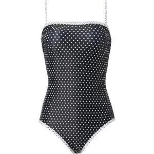 image:imageSUUKSESS Women One Piece Tummy Control Swimsuit Sexy Color Block Bathing SuitBlack White Polka Dots