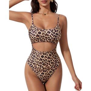 image:imageSUUKSESS Women Sexy Cut Out One Piece Swimsuit Tummy Control High Cut Bathing Suit182 Leopard