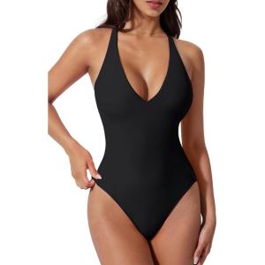 image:imageSUUKSESS Women Sexy Low Back One Piece Swimsuit Slimming Tummy Control Bathing Suit180 Black