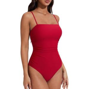 image:imageSUUKSESS Women Sexy One Piece Swimsuit Tummy Control Square Neck Bathing Suit154 Red