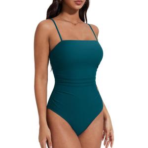 image:imageSUUKSESS Women Sexy One Piece Swimsuit Tummy Control Square Neck Bathing Suit154 Upgrade Peacock Blue