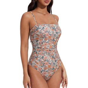 image:imageSUUKSESS Women Sexy One Piece Swimsuit Tummy Control Square Neck Bathing Suit154 Yellow Floral