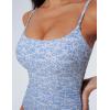 image:imageSUUKSESS Women One Piece Tummy Control Swimsuit Crisscross Backless Bathing SuitBlue Ditsy Floral