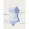 image:imageSUUKSESS Women One Piece Tummy Control Swimsuit Crisscross Backless Bathing SuitBlue Ditsy Floral