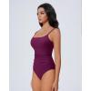 image:imageSUUKSESS Women One Piece Tummy Control Swimsuit Crisscross Backless Bathing SuitDeep Purple
