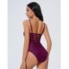 image:imageSUUKSESS Women One Piece Tummy Control Swimsuit Crisscross Backless Bathing SuitDeep Purple
